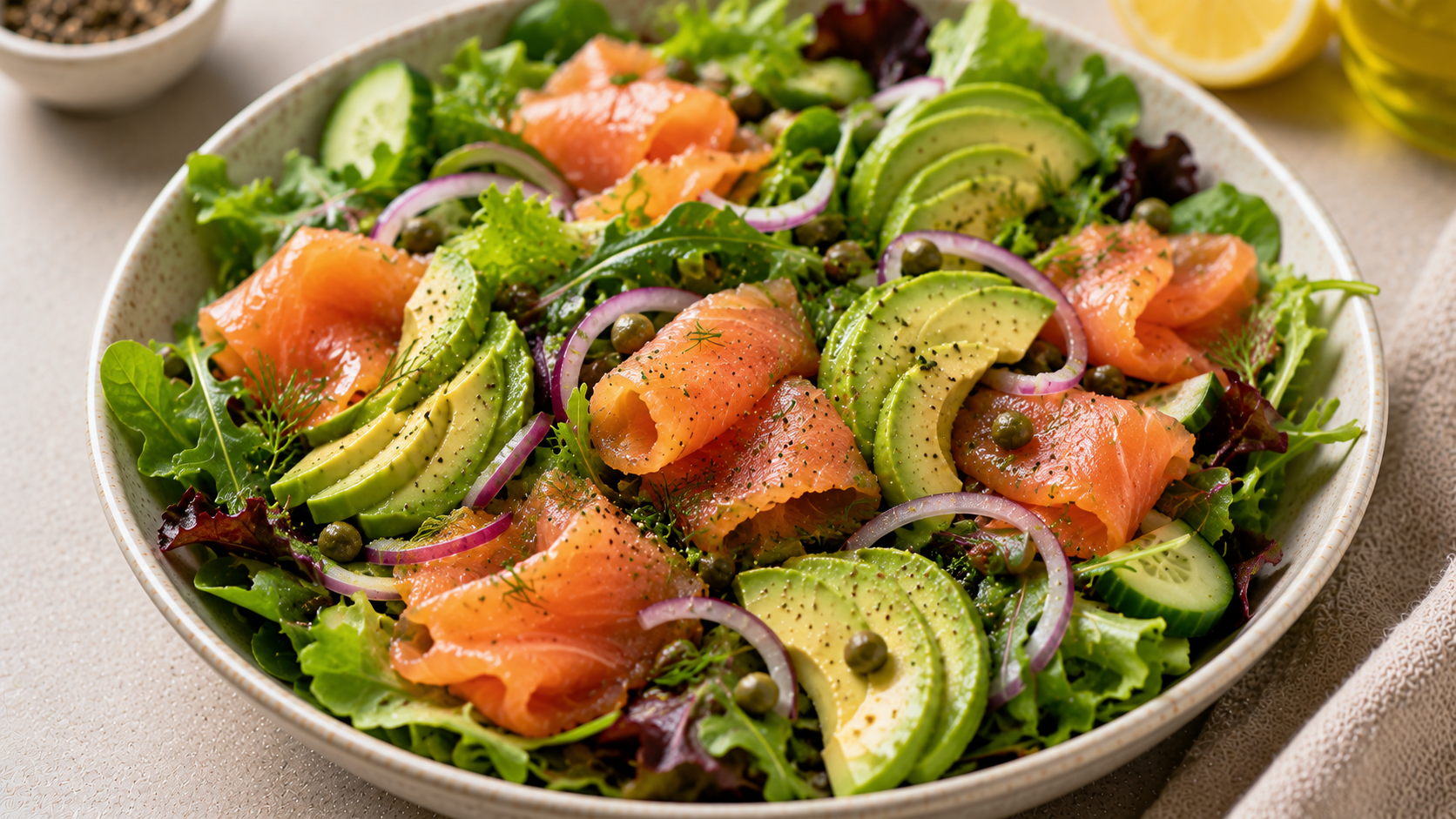 Smoked Salmon & Avocado Salad: A 26g-Protein, Omega-3-Rich GLP-1 Lunch