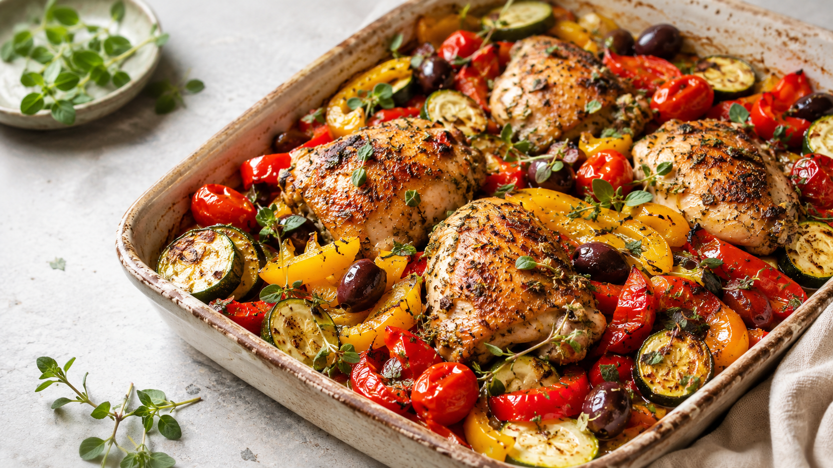 Mediterranean Chicken: A 40g-Protein One-Tray GLP-1 Dinner